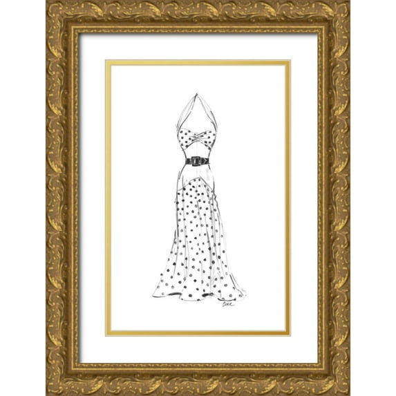 Amico, Tina 22x32 Gold Ornate Wood Framed with Double Matting Museum Art Print Titled - Dress in Polka Dots