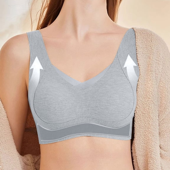 Amidoa 18-Hour Ultimate Lift Womens Bras Gray Push-up Training Solid Bralette Lingerie for Women M