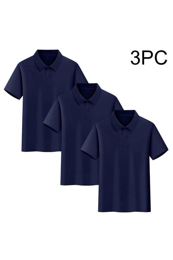 3 Pack Kids Polo Shirts Short Sleeve – Boys Girls Cotton Solid School Uniform Active Performance Polo Set,Navy Size 10