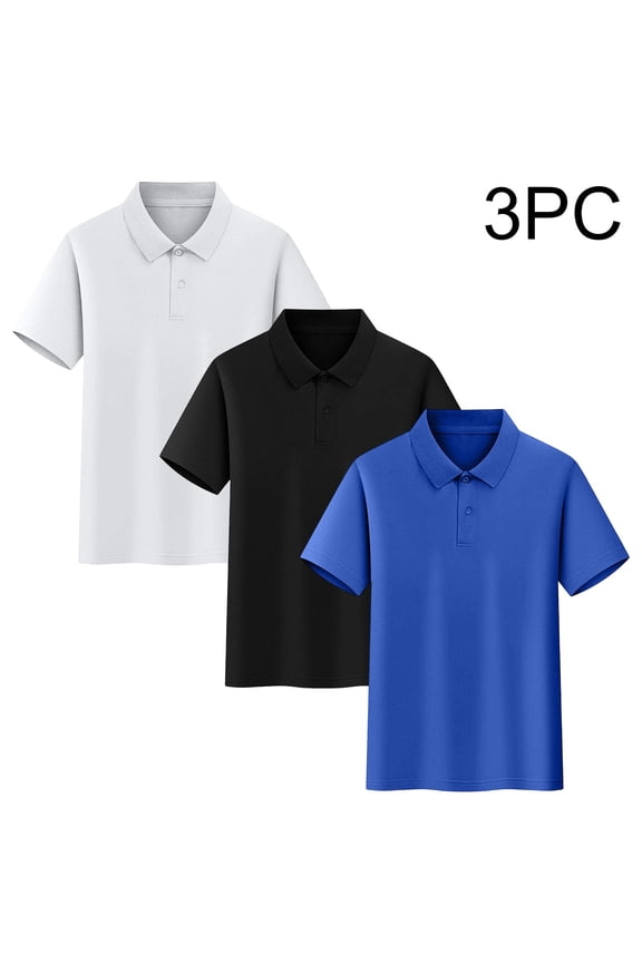 3 Pack Toddler Kids Polo Shirts Short Sleeve – Boys Girls Cotton Performance Tee Set School Uniform Active Wear,Blue Size 4T