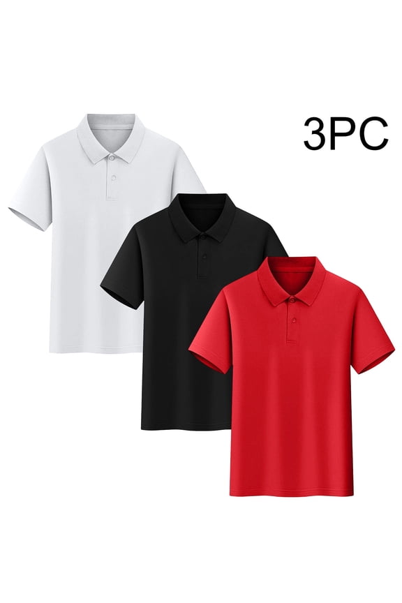 3 Pack Toddler Kids Polo Shirts Short Sleeve – Boys Girls Cotton Performance Tee Set School Uniform Active Wear,Red Size 4T