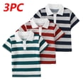 thumbnail image 1 of Amidoa 4 Pack Boys Athletic Shirts Striped Moisture Quick Dry Wicking UPF 50+ Short Sleeve Kids Active Performance T-Shirts Black Size 5T, 1 of 9
