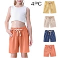 thumbnail image 1 of Amidoa 4PC Girls Athletic Shorts Baggy Elastic Waist High Waisted Shorts Running Quick Dry Shorts Yellow Size 4T, 1 of 9