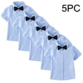 thumbnail image 1 of Amidoa 5PC Boys Short Sleeve Button Down Shirt - Collared Uniform Dress Shirt - White Button Up Shirt Boy,Blue Size 14, 1 of 7
