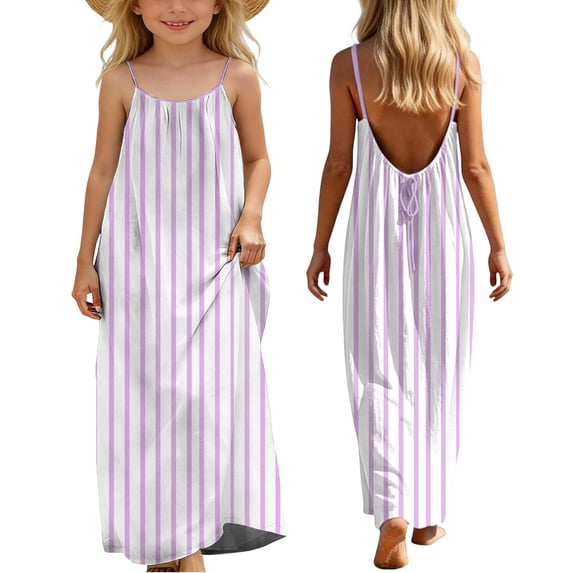 Amidoa A Line Dress for Girl Spaghetti Strap Summer Dresses Toddlers Sundress Casual