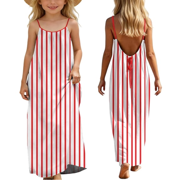 Amidoa A Line Dress for Girl Spaghetti Strap Summer Dresses Toddlers Sundress Casual