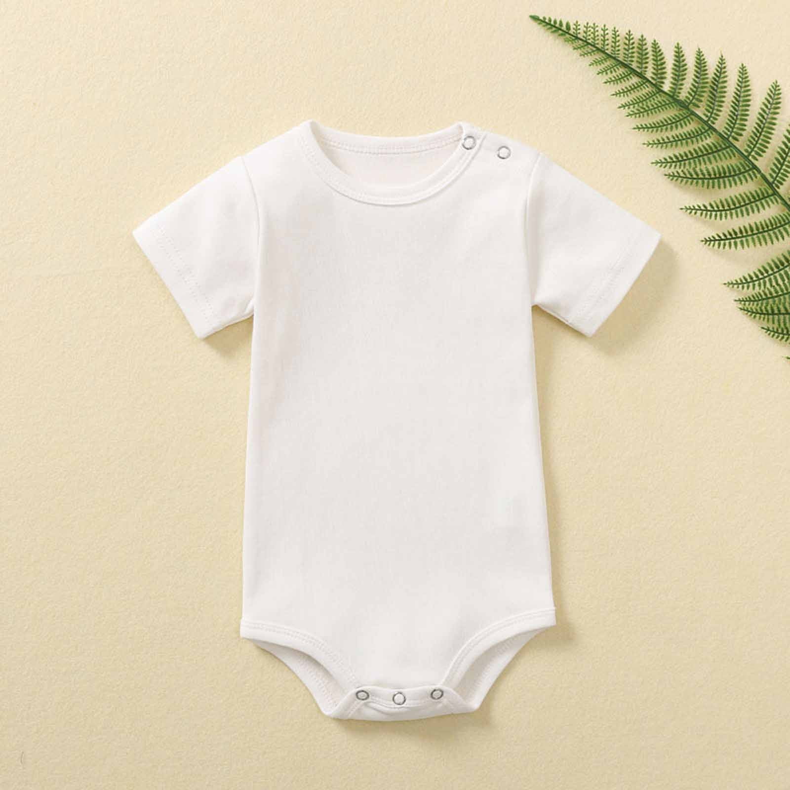 Amidoa Baby Pjs Girl Clearance Short Sleeve Cotton Solid Buttons Onesie