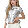 thumbnail image 1 of Amidoa Basic Girls T Shirts Cute Solid Summer Crewneck Tops Casual Kids Tees Silver, 1 of 5