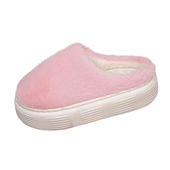 Amidoa Bedroom Slippers for Women Pink House Fuzzy Memory Foam Home Warm Winter Slippers Clogs Women 40