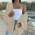 thumbnail image 1 of Amidoa Beige Women Sweater Cardigan Long Sleeve Cable Knit Solid Open Front Long Cardigans Women's Cardigans L, 1 of 4