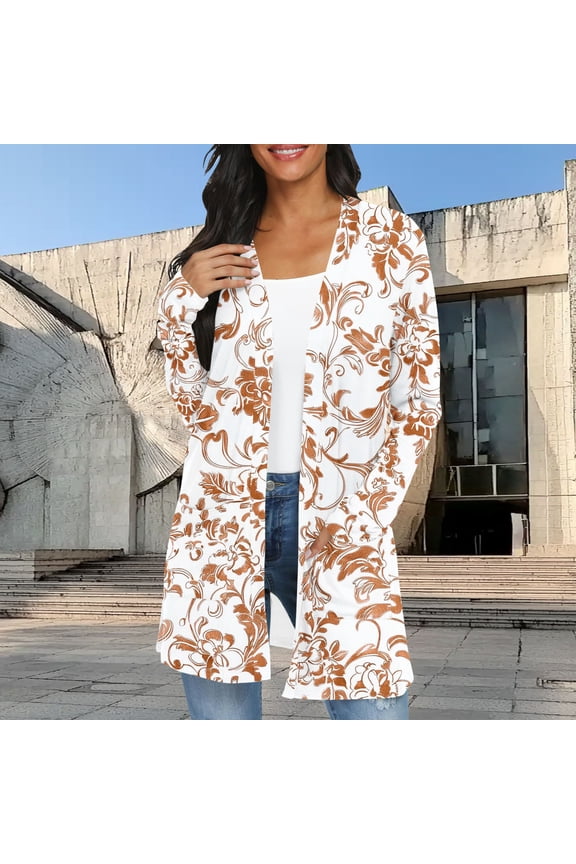 Beige Womens Cardigans Long Sleeve Long Open Front Retro Lightweight Cardigans Womens Sweaters Cardigan XL