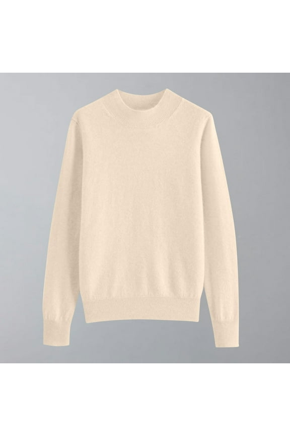 Beige Womens Sweaters Knit Long Sleeve Casual Solid Light Pullover Sweaters Womens Sweaters Cardigan L