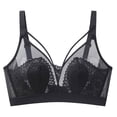 thumbnail image 1 of Amidoa Black Bras for Women Lace Cut-out Front Cross Cheeky Bra Women's Lingerie L, 1 of 2