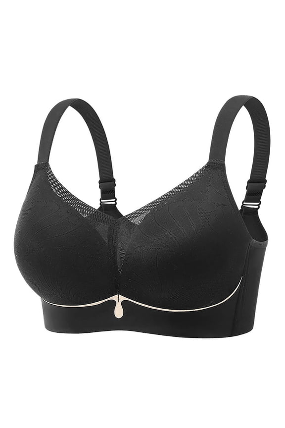 Black Bras for Women Push-up Full Coverage Lace Solid Large Bust Brasiers Lingerie for Women M