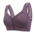 thumbnail image 1 of Amidoa Black Womens Bras Large Bust Wire-Free Front Zipper Solid Bralette Lingerie for Women 48, 1 of 2