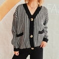 thumbnail image 1 of Amidoa Black Womens Sweaters Button up Cardigan Long Sleeve Knit Graphic Chunky Cardigans Women's Cardigans/Sweaters L, 1 of 5