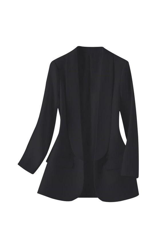 Blazer Womens Coats Suit Workout Black Jacket Long Sleeve Solid Lapel Collar Business Coats Womens Jacket S