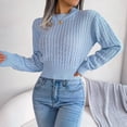 thumbnail image 1 of Amidoa Blue Sweaters for Women Knit Crop Long Sleeve Lightweight Solid Pullover Sweaters Women's Cardigans/Sweaters L, 1 of 8