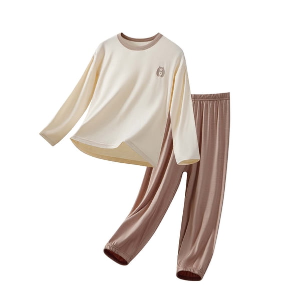 Amidoa Boys 2 Piece Outfits Summer Clothes Cute T-Shirts Long Sleeve and Casual Shorts Kids Clothing Set Coffee Size 3T
