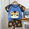 thumbnail image 1 of Amidoa Boys 2 Piece Outfits Summer Clothes Soft Short Sleeve Print T Shirts and Casual Shorts Kids Clothing Sets Blue Size 1T, 1 of 3