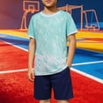 thumbnail image 1 of Amidoa Boys Athletic Shorts Set 2 Piece Quick-dry Performance T-Shirt and Elastic Waist Active Shorts Outfit Light Light Blue Size 11, 1 of 6