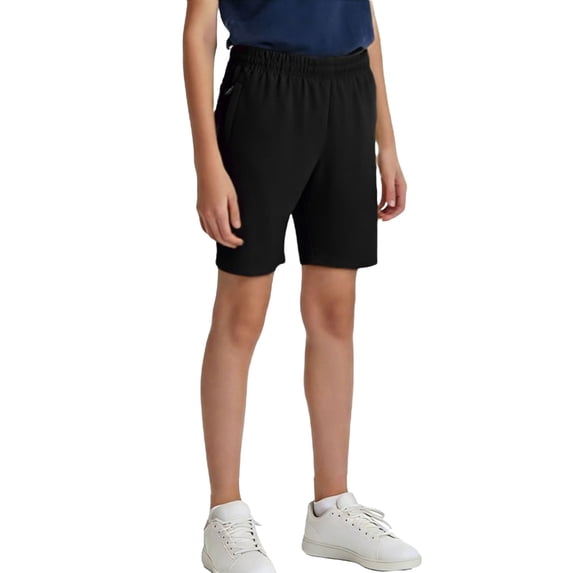Amidoa Boys Baggy Solid Color Cargo Shorts – Elastic Waist Summer Casual Shorts,Black,5T
