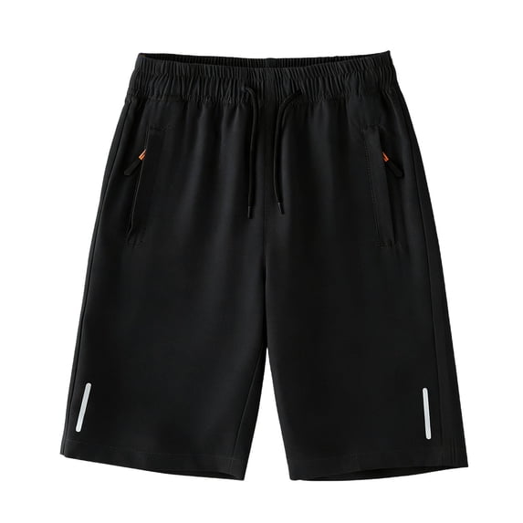 Amidoa Boys Cargo Shorts with Pockets – Elastic Waist Baggy Summer Solid Color Casual Shorts,Black,14