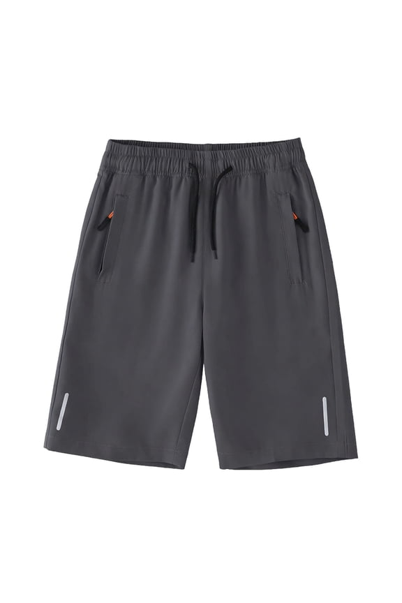 Boys Cargo Shorts with Pockets – Elastic Waist Baggy Summer Solid Color Casual Shorts,Dark Gray,3T