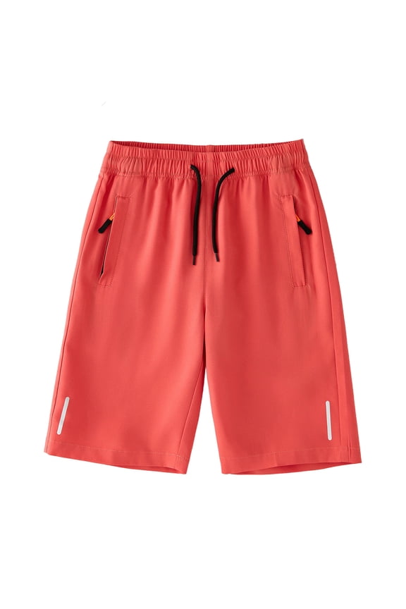 Boys Cargo Shorts with Pockets – Elastic Waist Baggy Summer Solid Color Casual Shorts,Red,13