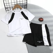 Boys Girls 2 Piece Outfits Summer Clothes Short Sleeve Soft T Shirts and Casual Shorts Kids Clothing Sets White Size 8