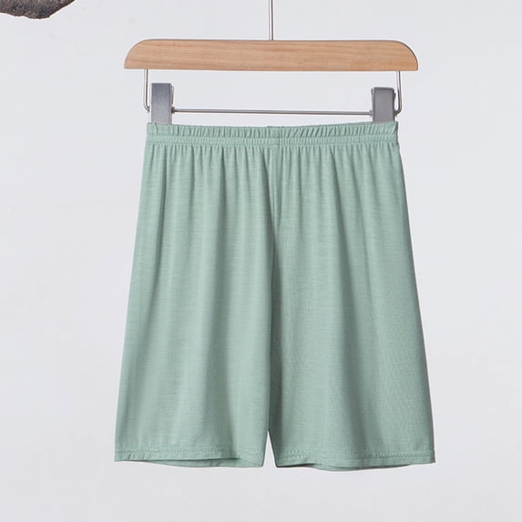 Amidoa Boys Shorts Casual Summer Elastic Waist Solid Color Soft Wide Leg Shorts for Kids Green Size 14