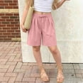 thumbnail image 1 of Amidoa Boys Shorts Solid Color Casual Summer Soft Elastic Waist With Pockets Sports Shorts for Kids Pink Size 5T, 1 of 9