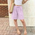 thumbnail image 1 of Amidoa Boys Shorts Solid Color Casual Summer Soft Elastic Waist With Pockets Sports Shorts for Kids Purple Size 5T, 1 of 9
