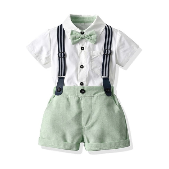 Amidoa Boys Summer 2 Piece Outfits CrewNeck Cotton Short Sleeve and Casual Short Kids Clothing Set Green Size 12