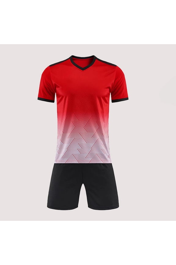 Boys Summer Athletic 2 Piece Outfits Performance CrewNeck Short Sleeve and Active Casual Short Kids Clothing Set Red Size 4T