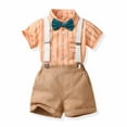 thumbnail image 1 of Amidoa Boys Summer Outfits 2 Piece Short Sleeve Cute Top and Pants Kids Clothing Sets Orange Size 5, 1 of 9