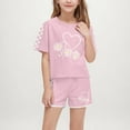 thumbnail image 1 of Amidoa Boys Summer Outfits 2 Piece T Shirt Print Cute Short Sleeve Top and Casual Shorts Kids Clothing Sets Pink Size 8, 1 of 1