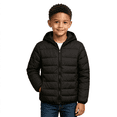 thumbnail image 1 of Amidoa Boys Winter Coat Fleece Lined Warm Hooded Puffer Jacket Zipper Lightweight Kids Waterproof Outerwear Black Size 3-4 Years, 1 of 5