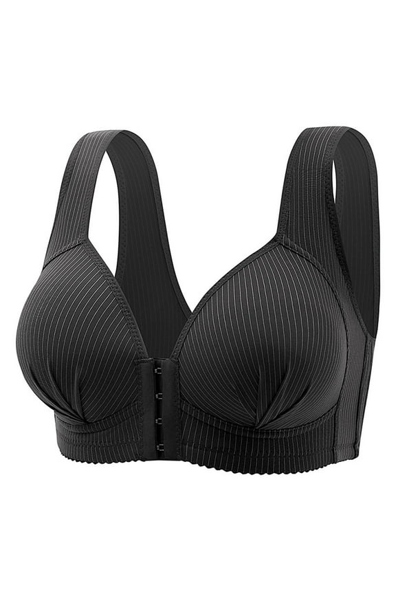 Bras for Older Women Breastfeeding Black Front Closure Nursing Striped Push-up Bra Lingerie for Women XXL