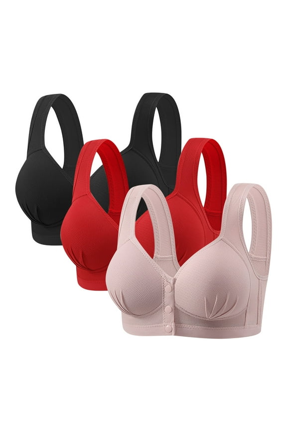 Bras for Women Breastfeeding Plus Size Front Closure Wireless Mastectomy 3 Pack Pumping Bras Women Bra M
