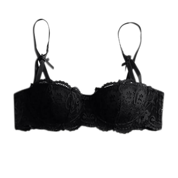 Amidoa Bras for Women Demi-Cup Lace Black Cheeky Solid No Wire Lingeries Lingerie for Women 36/80
