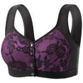 thumbnail image 1 of Amidoa Bras for Women Front Closure Purple Full Coverage Large Bust Embroidered Bra Brasiers Women L, 1 of 5