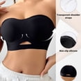 thumbnail image 1 of Amidoa Bras for Women Seamless Strapless Black Push-up Solid Bandeau Brasieres for Womens M, 1 of 8