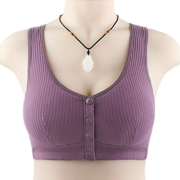 Amidoa Bras for Women Tshirt Front Closure Wireless Cotton Bras Womens Bralettes 48