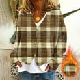 thumbnail image 1 of Amidoa Brown Sweaters for Women Long Sleeve Cardigan Button up Plaid Cozy Fleece Plus Size Cardigans Women's Cardigans L, 1 of 5
