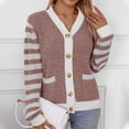 thumbnail image 1 of Amidoa Button up Sweaters for Women Long Sleeve Cardigan Pink Striped Winter Knit Cardigans Womens Sweaters Cardigan M, 1 of 7