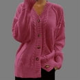 thumbnail image 1 of Amidoa Button up Sweaters for Women Trendy Long Sleeve Cardigan Pink Cable Knit V-Neck Cardigans Cardigans for Women S, 1 of 3