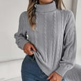 thumbnail image 1 of Amidoa Cable Knit Womens Sweaters Gray Turtleneck Long Sleeve Lightweight Pullover Sweaters Cardigans for Women S, 1 of 4