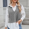 thumbnail image 1 of Amidoa Cable Knit Womens Sweaters Sleeveless V-Neck Gray Lightweight Pullover Sweater Vests Womens Sweaters Cardigan XL, 1 of 7