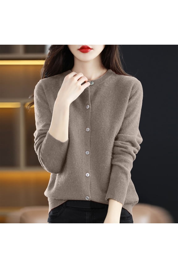 Cardigan Sweater Tops for Women Long Sleeve Button up Bronze Knit Solid Light Cardigans Womens Cardigans XXL